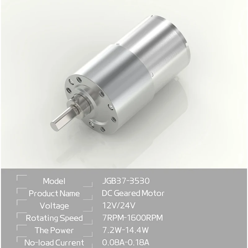 JGB37-3530 12/24v DC Gear Motor All Metal Gear Box 7RPM-960 RPM Gearmotor Motop High Torque Eccentric Shaft Geared Motor