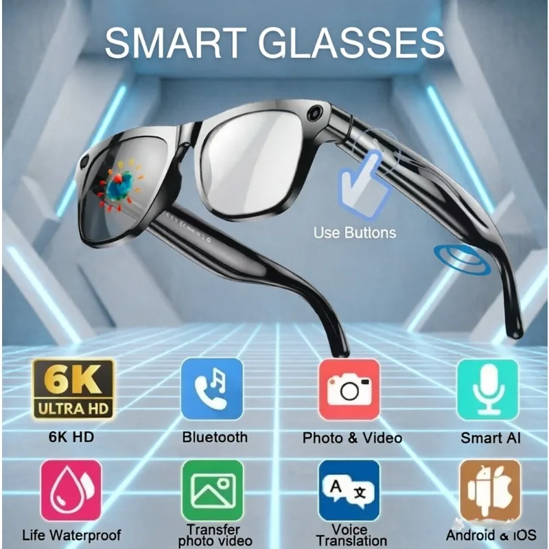 

Multifunctional Smart Glasses 8K Camera Bluetooth Call AI Voice Control for Men