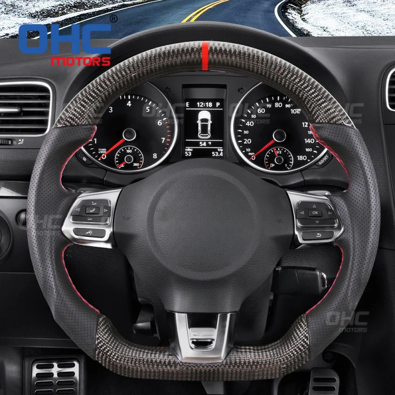 For 6th generation GTI Scirocco modified Nappa leather carbon fiber steering wheel,