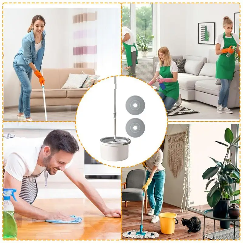 Self Wash Spi n Mop and Bucket with Wringer Set Adjustable Dirty and Clean Water Separation Mop Floor Cleaning Spinning Mop