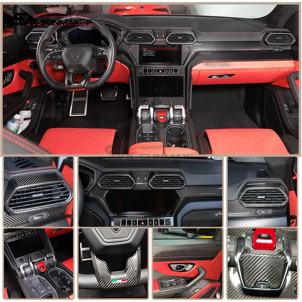 For Lamborghini URUS 2018-2025 Real Carbon Fiber Car Interior Door Trim Window Lift Switch Panel Covers