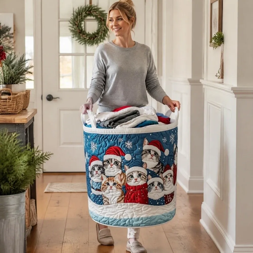 Holiday Rectangular Laundry Basket Storage Snowmen Design Laundry Bin Fabric Storage Basket Holiday 5