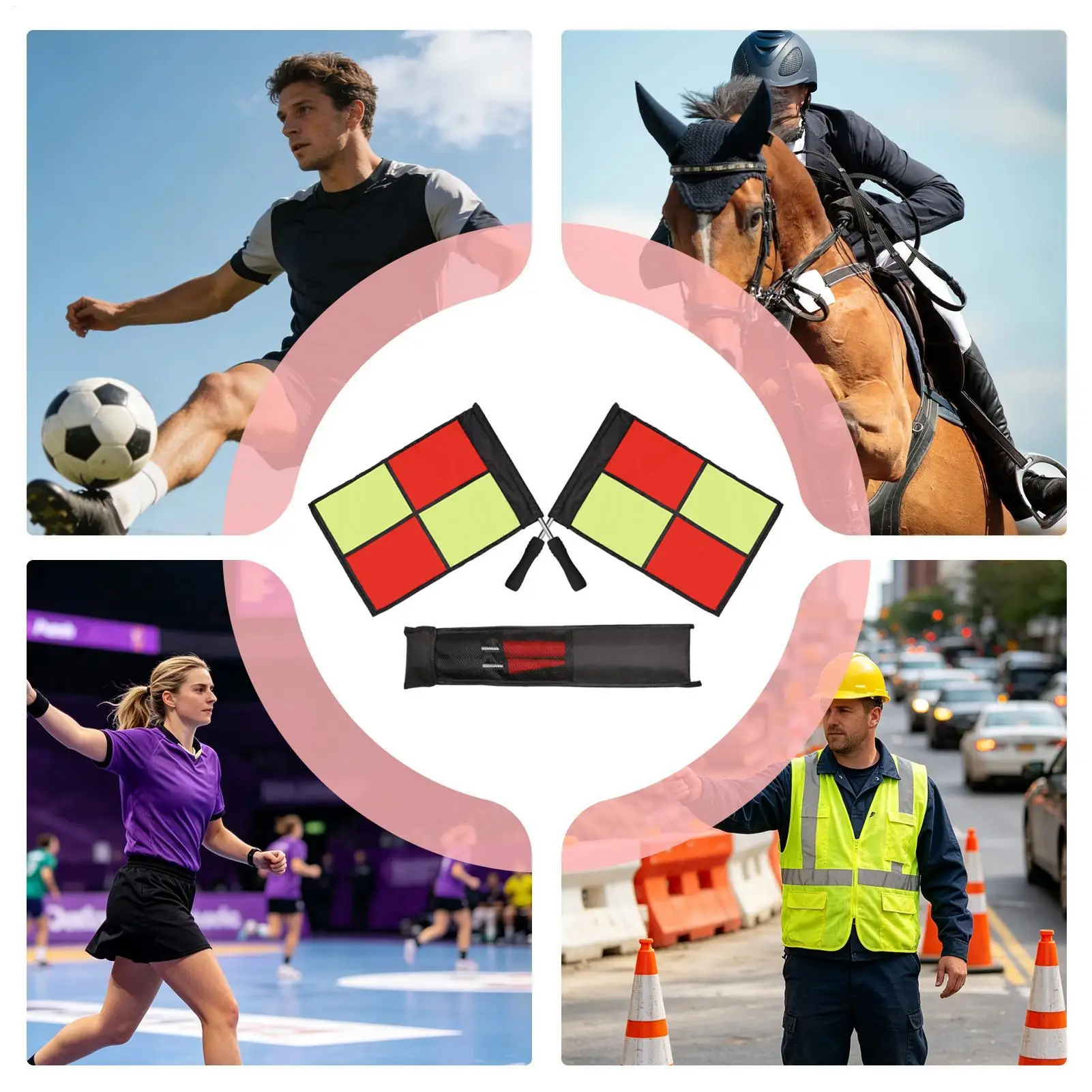 Referee Flags Soccer High-Visibility Lightweight Non-Slip Grips Football Linesman Flags for Volleyball Sports Match Training view 4