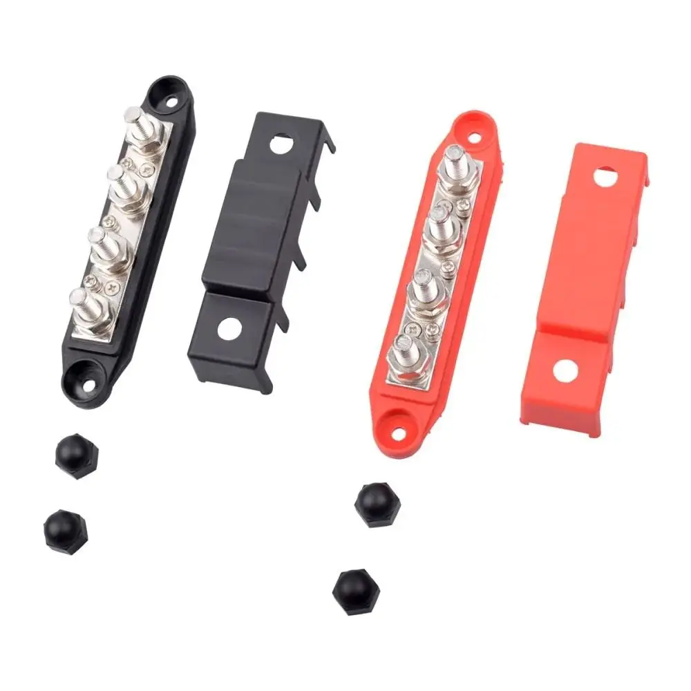 

4 Studs Power Distribution Blocks High Current Insulation Base Wiring Stud Rows Protective Cover M8 M10 Studs Junction Block Car