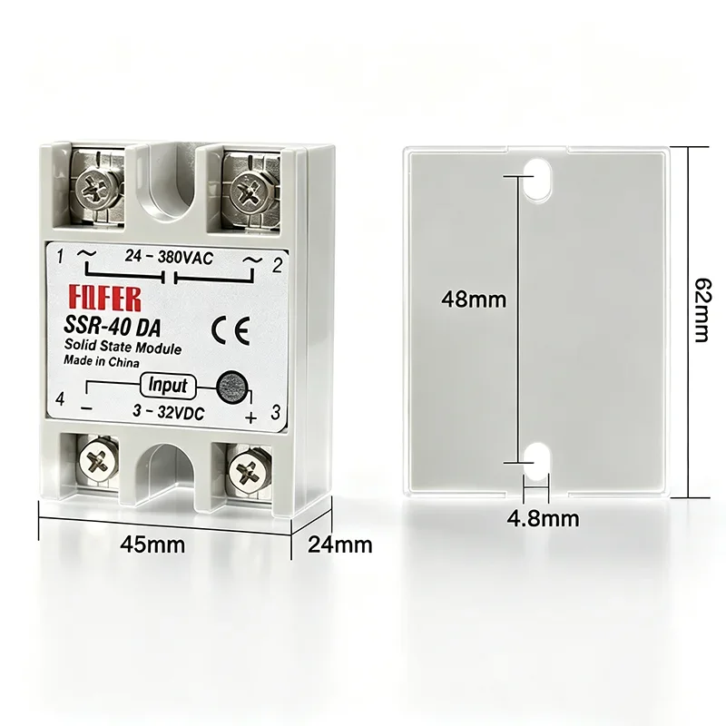 Solid State Relay Single Phase Non-contact SSR DC To DC AC To AC DC To AC 24-380VAC 10A 25A 40A 50A 60A 80A 100A