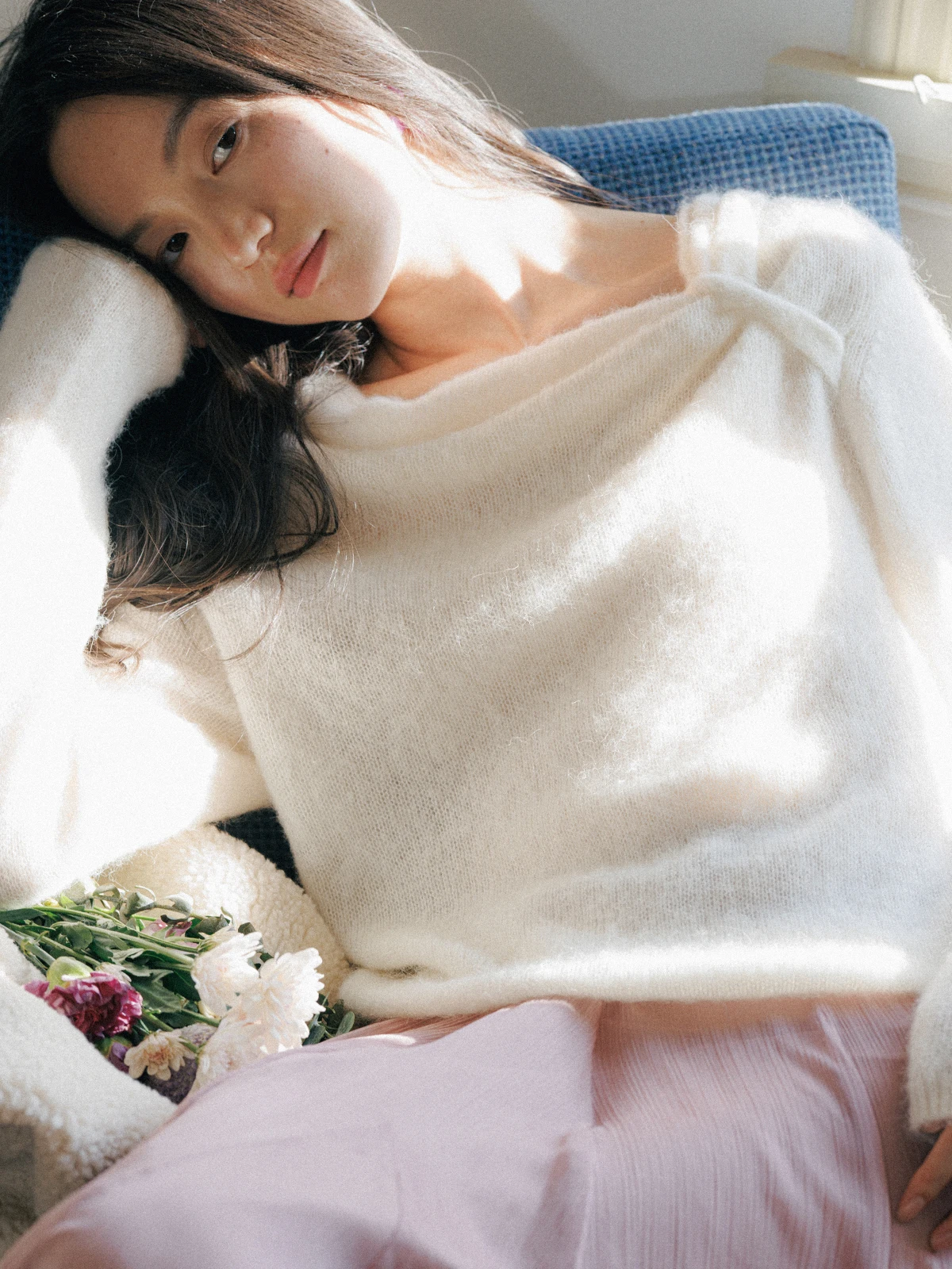 

SOTHEMOS Вязаный свитер из шерсти альпаки Cloud Roll oulder Bared Ele Sle Женский модный мягкий нейлоновый топ Long Sve Top