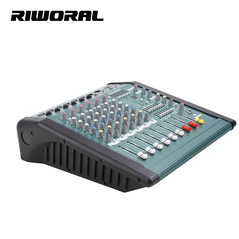 MX608D Home Music Karaoke Audio Mixer 6-Channel Power Amplifier USB Interface Controller Effect Sound Durable Metal Material