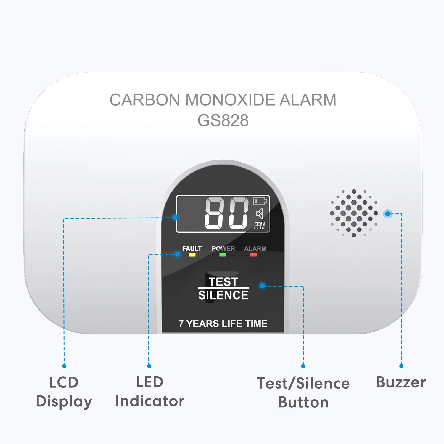 Meross Smart Carbon Monoxide Detector Alarm CO Detector 85dB Sound Warning LCD Digital Display Home Indoor CO Poisoning Siren