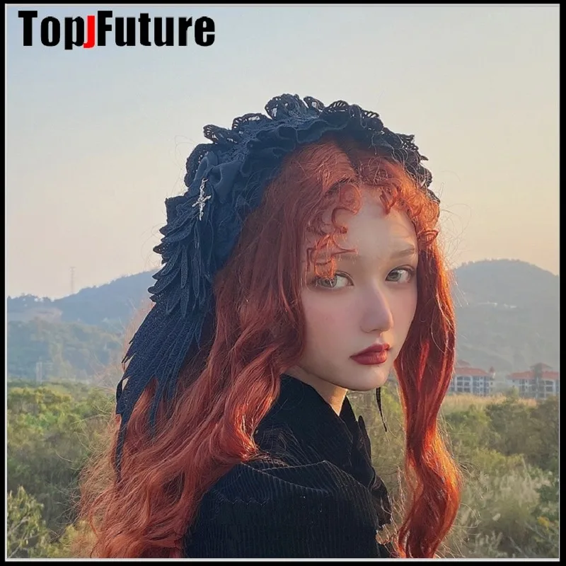 Girl Vintage Tuku y2k women gothic lolita cosplay Harajuku Punk The wings of an angel hairbands hair band hairband