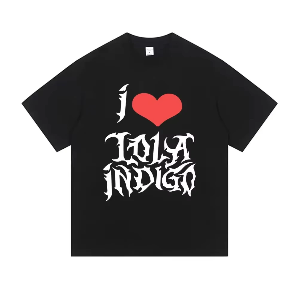 Camiseta con estampado I Love Lola Indigo Tour, camiseta informal de verano, camiseta de manga corta con cuello redondo para mujer y hombre, Tops