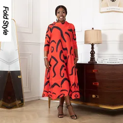 Miyake Uffled Women's Dress New Long Fashion Foreigner Printed Thin Midi Organ Long Dress for Spring and Autumn 2024