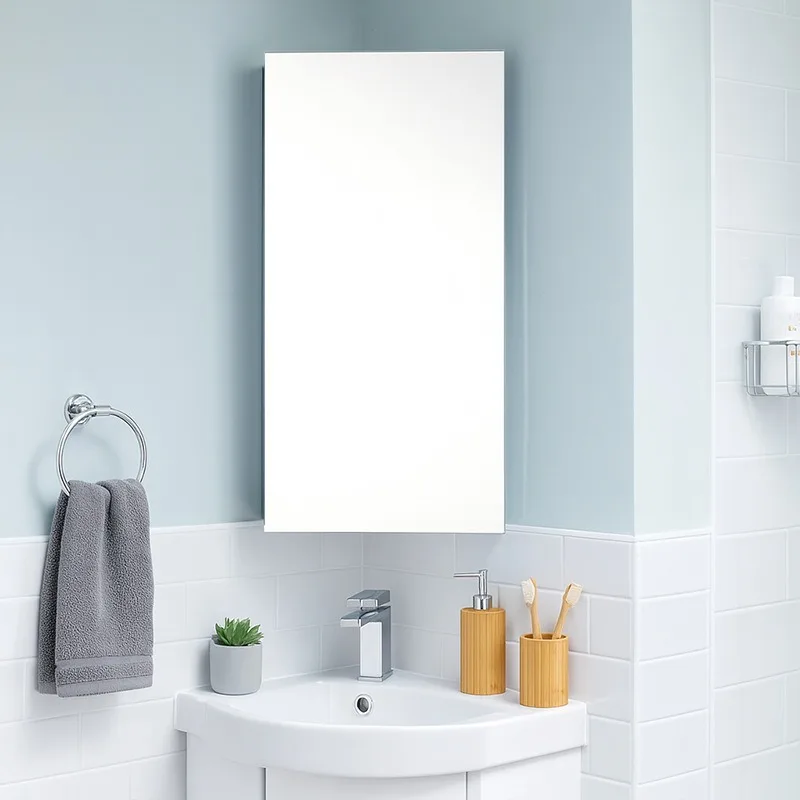 Bathroom triangular mirror cabinet Wall-mounted stainless steel hanging corner cabinet Bathroom wall-mounted mirror cabinet