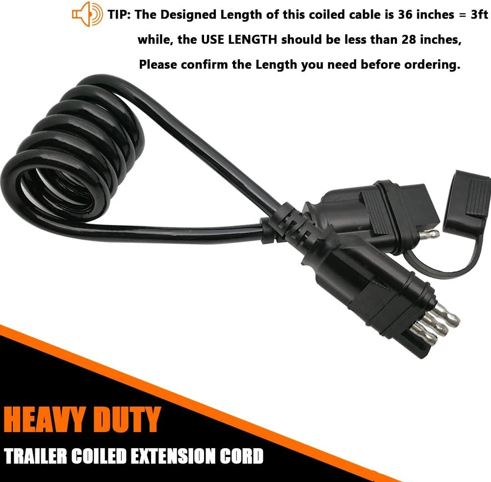 Truck 4 Way Flat Trailer Wire Extension Harness 28