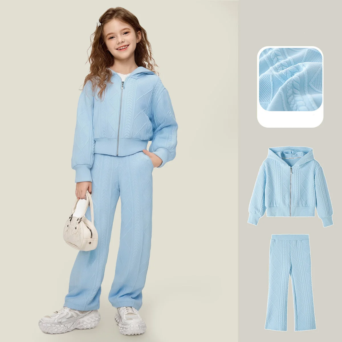 

Children Girls Sport Sets Autumn Zipper Hooded Coat+Elastic Waist Pant Kids Girls Two-piece Sets Long Sleeves Baby Girls Sets