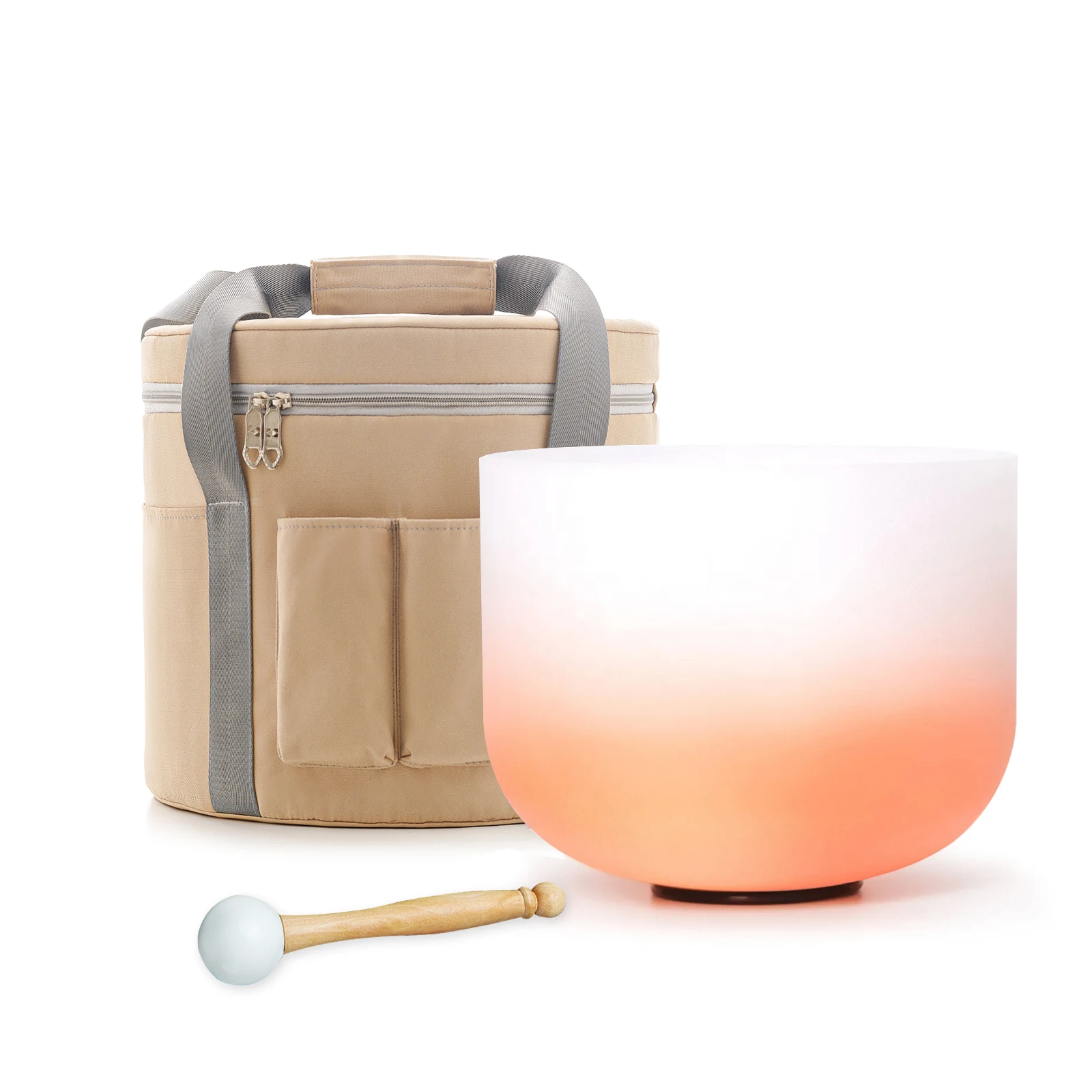 Cuenco de cristal de cuarzo nacarado de color naranja, de 10 pulgadas, con las notas CDEFGAB, de la marca Hye-eun, para la sanación con sonido y la meditación, con bolsa.
