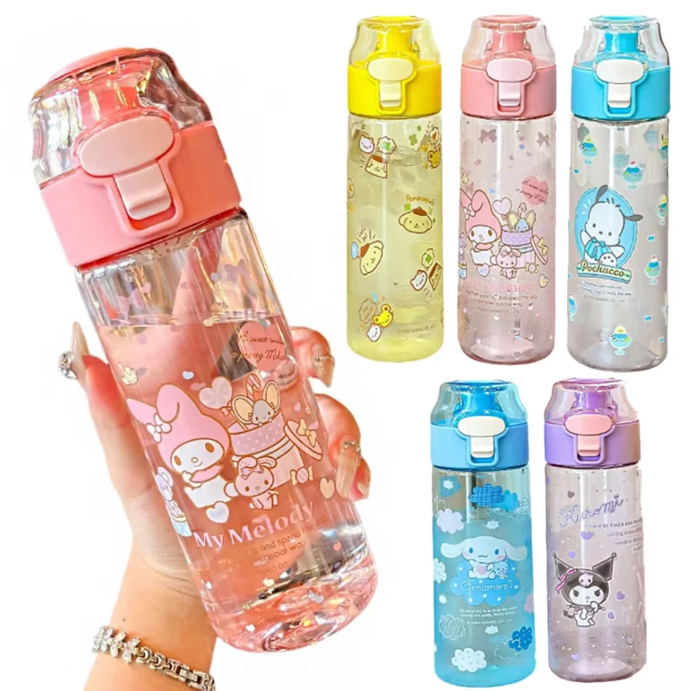 

550 мл милая бутылка для воды аниме портативная прозрачная бутылка для воды с откидной крышкой подходит для занятий спортом на открытом воздухе фитнес путешествия