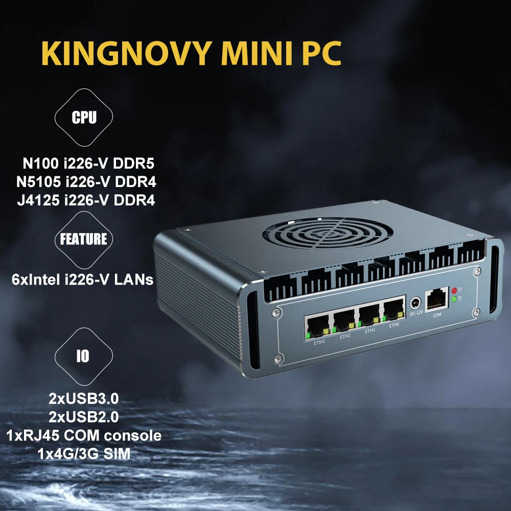 Lüfter los n100 celeron n5105 j4125 industrielle mini pc micro firewall 4*2,5 gbe i226 lan mini computer sim slot home netzwerk pfsense