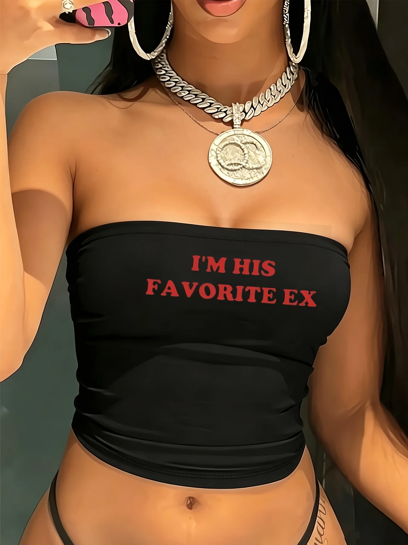 Soft Ladies American Street Cool Spice Style Tube Top Letter Printed Crop Top Casual Strapless Top Summer Y2K Women Shirt