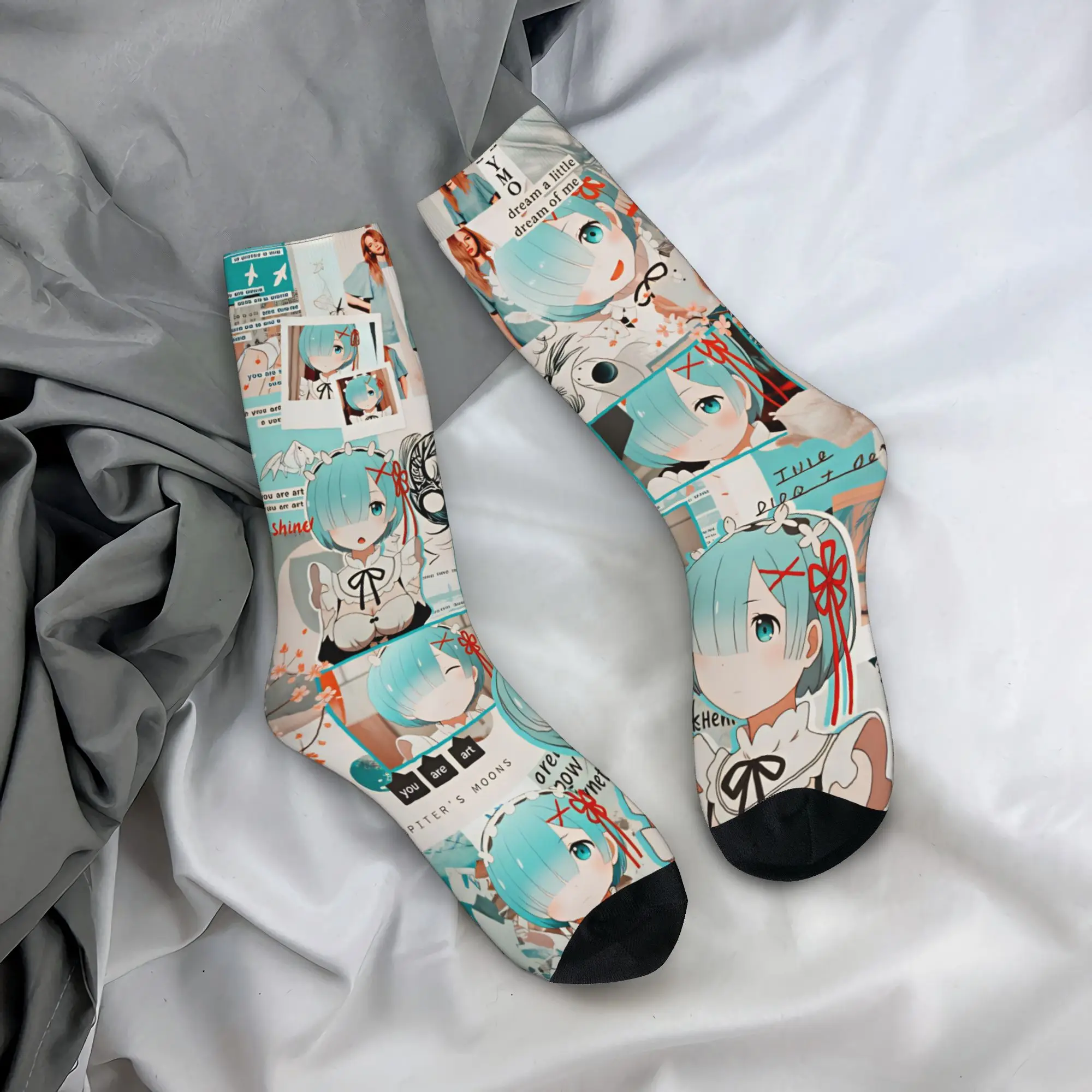 Kawaii Anime Rem Emilia R-Re:ZERO Socks Men Women Warm 3D Print Starting Life in Anothers Worlds Basketball Sports Socks
