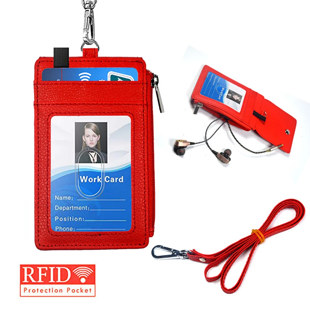 

Waterproof Anti-theft Bus Pass Case Cover with Neck Lanyard Name Badge Holder ID Card Case Credit Card Holder Employee ID Cover