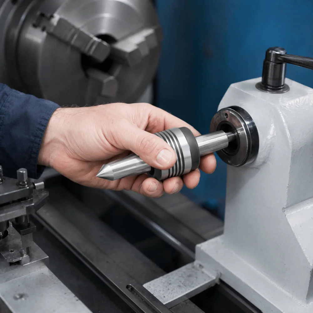 MT2 Morse Taper Live Center 5-Slot Rotating Head Morse Taper Center Precision Ground Hardened Steel Bearing Lathe Center
