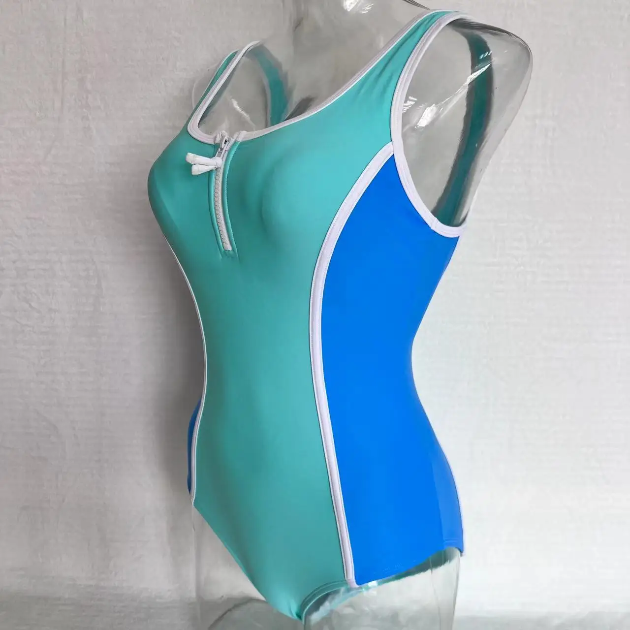 One-piece Swimsuit New White Slim Conservative Backless Sporty Women Triangle Racing