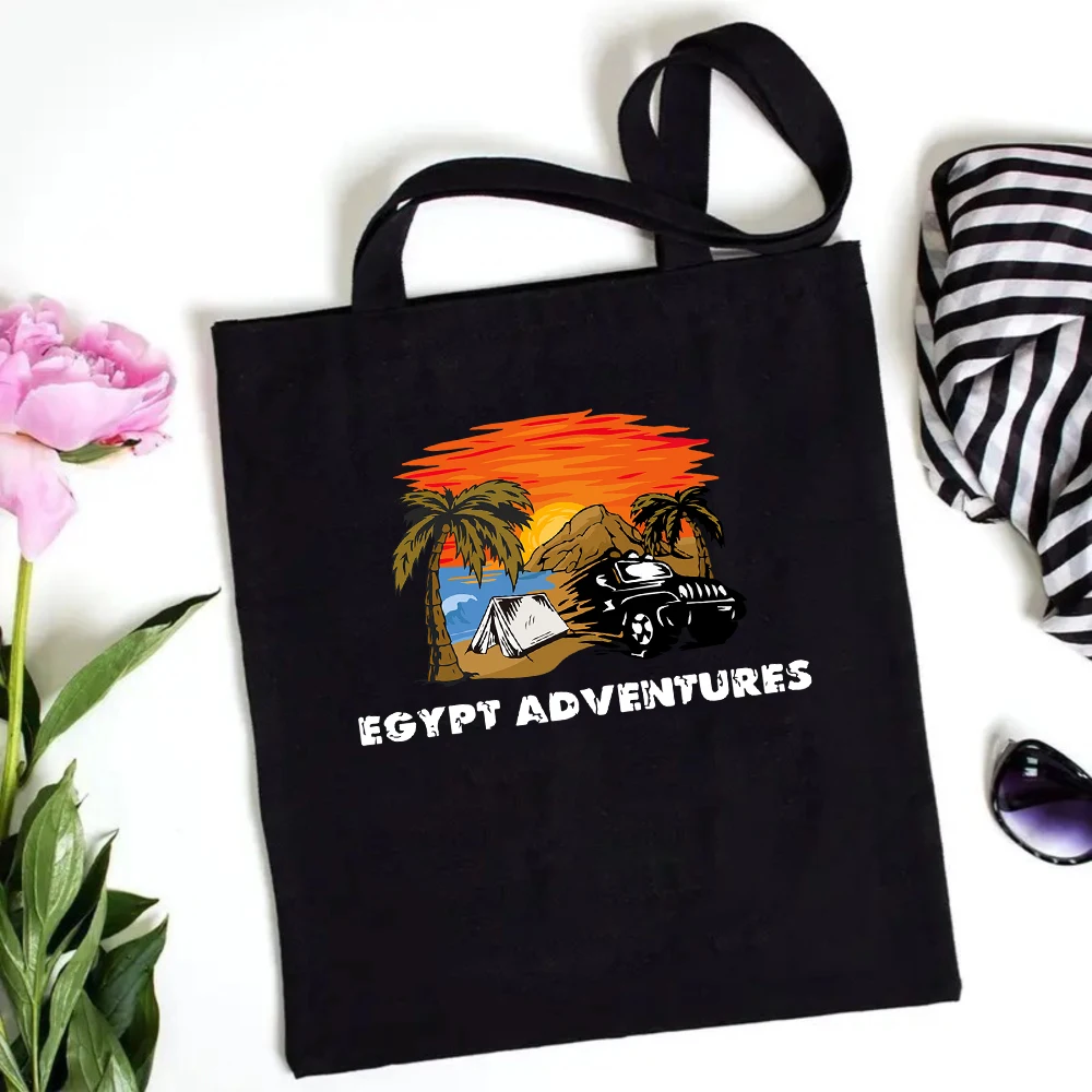 

Summer Invasion Canvas Tote Bag with UFO and Surfboard Graphic Print Reusable Gift for Beach Lovers Eco Friendly Shoulder Tote