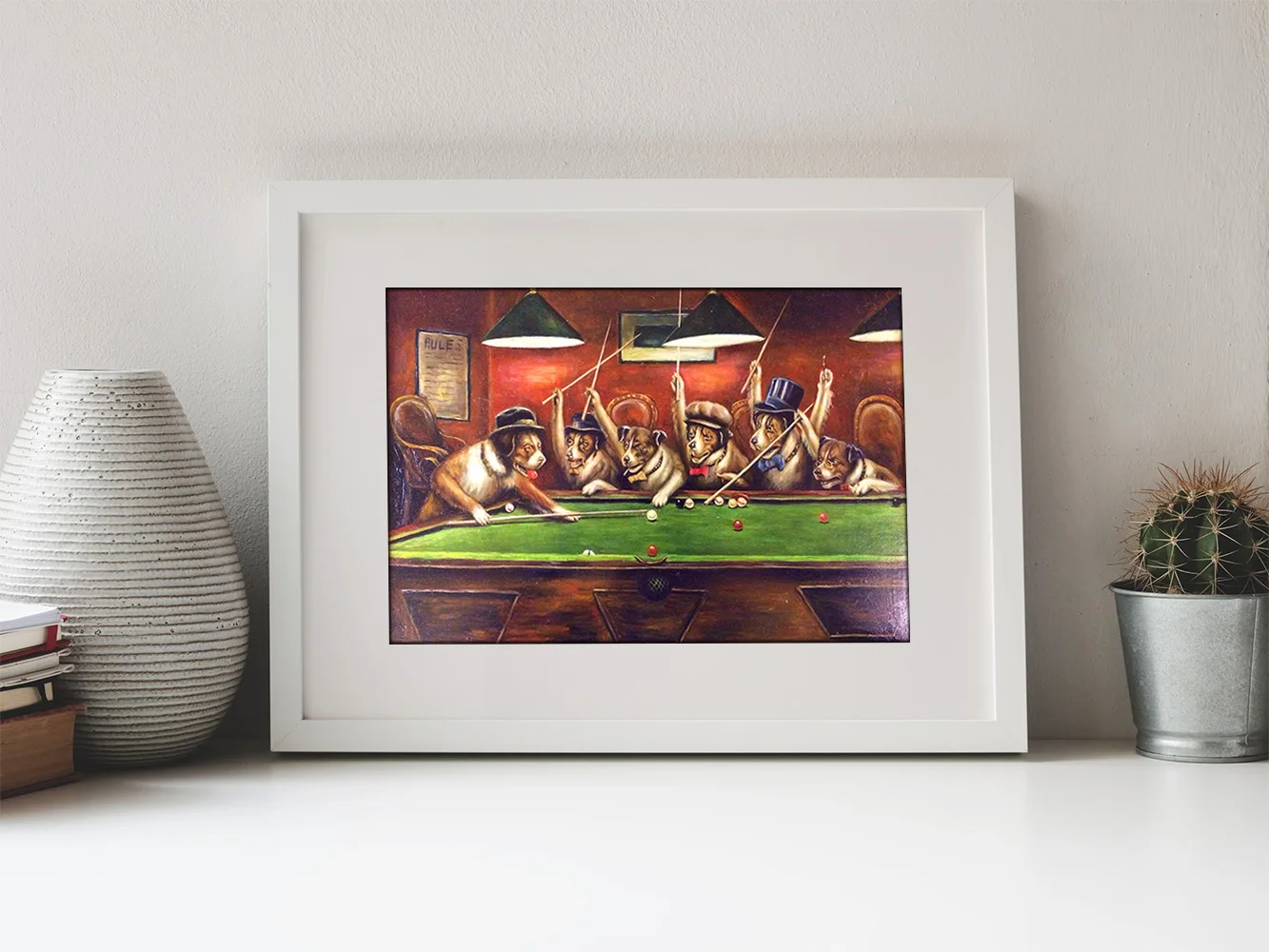 Dogs Playing Pool Billiards Canvas Painting Retro Wall Art Posters and Prints Picture Home Decor Items
