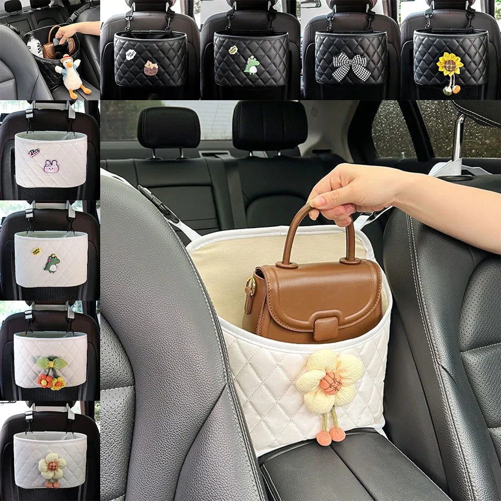 

Leather Car Storage Bag Large Capacity Multifunctional Seat Back Storage Bag Seat Middle Armrest Box Hanging Bag Car Supply