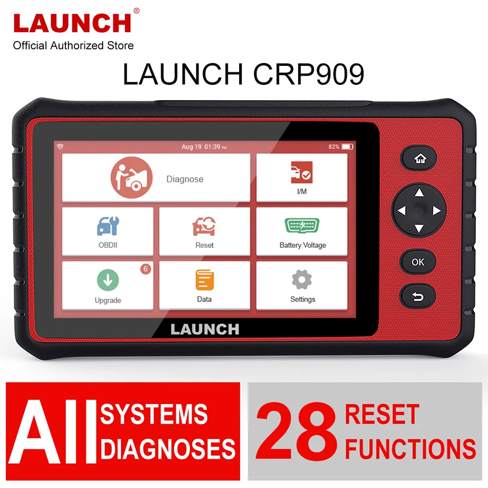 

LAUNCH CRP909 OBD2 сканер автомобильный диагностический инструмент полная система считыватель кодов A/F IMMO Инжектор Кодирование 26 сброс OBD Автомобильный сканер