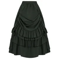 Brown Cotton Ruffles Long Asymmetrical Victorian Gothic Skirt Hot Sexy y2k Clothes Steampunk Cosplay Women Vintage Skirts 2024 3