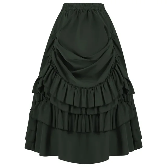 Brown Cotton Ruffles Long Asymmetrical Victorian Gothic Skirt Hot Sexy y2k Clothes Steampunk Cosplay Women Vintage Skirts 2024 3