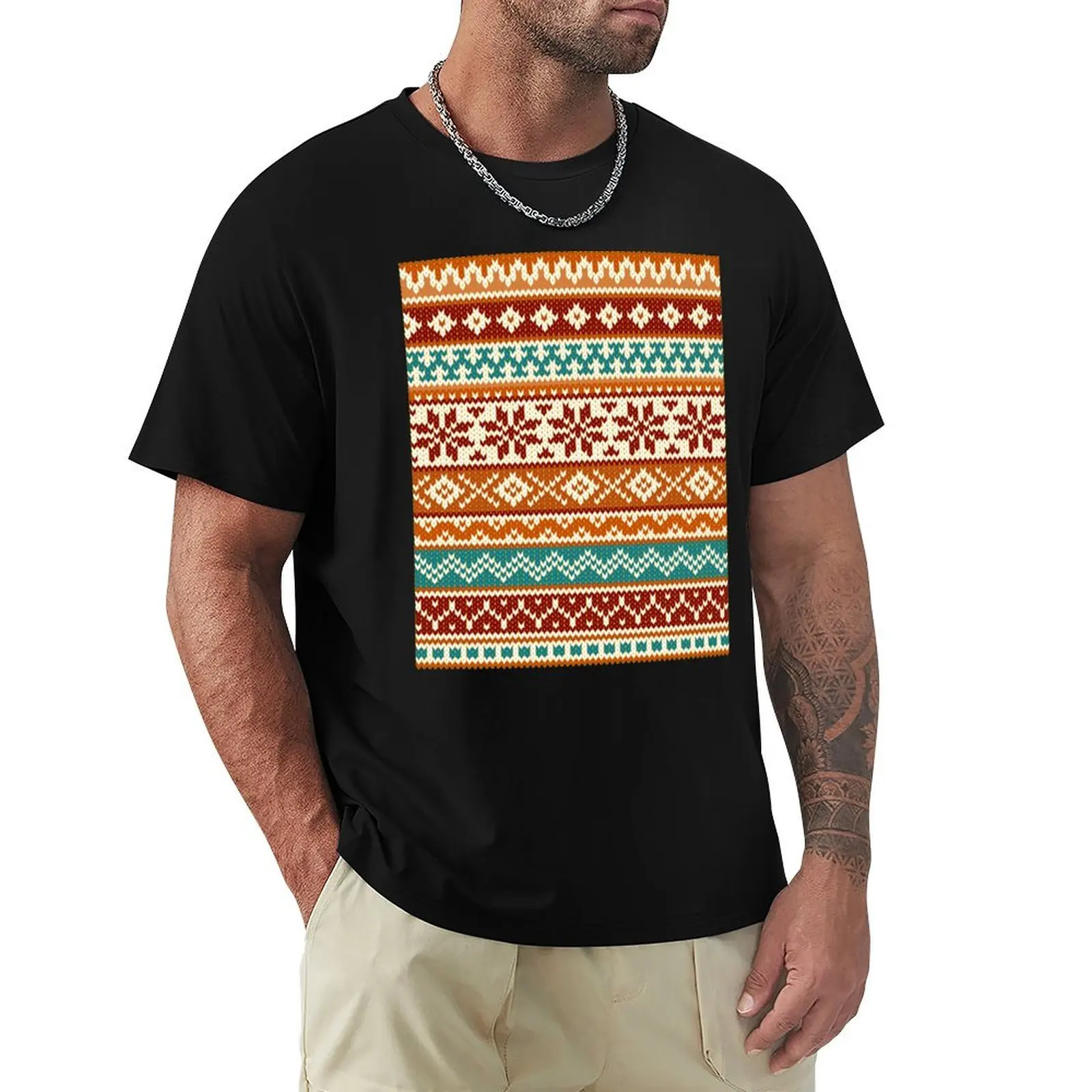 Fair Isle Fox Vibes T-Shirt Outdoor Activity Sports T-Shirt
