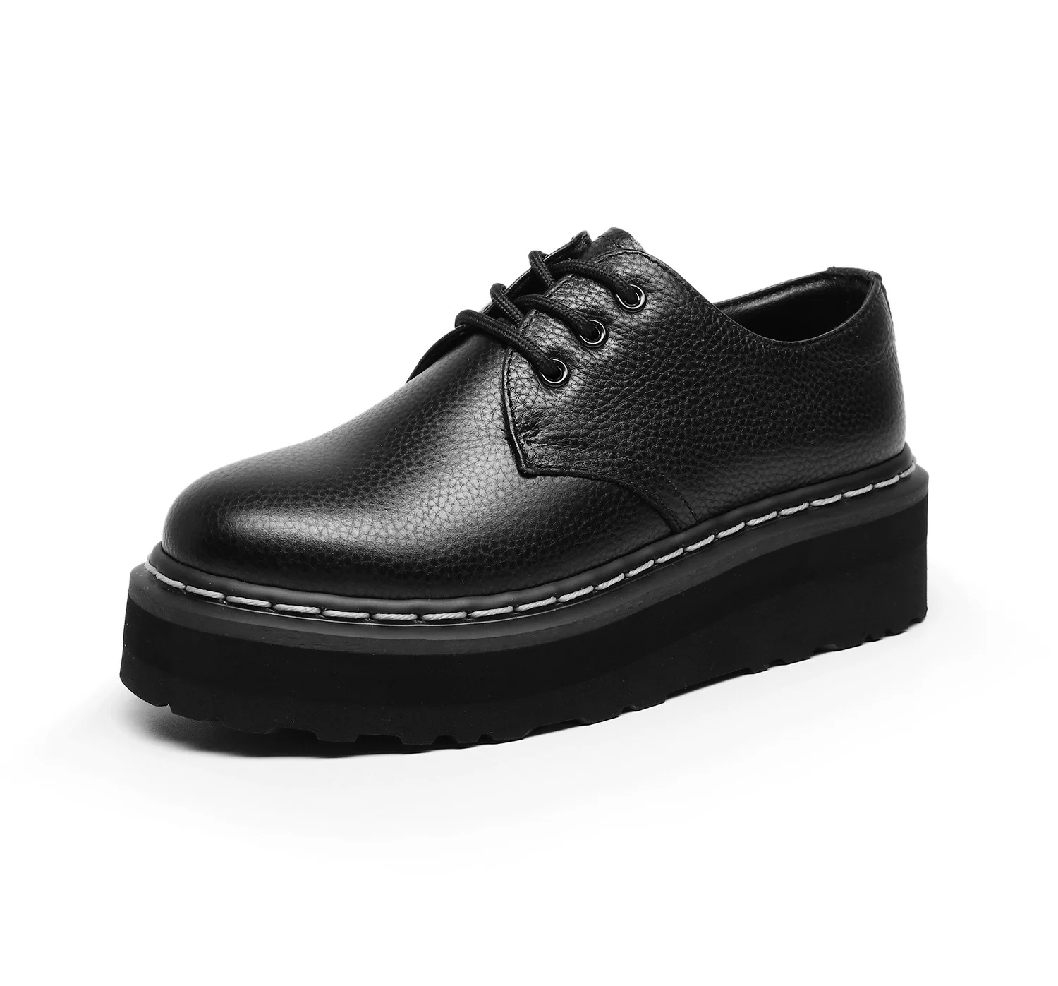 

Unisex Platform cowhide Women's Leather Shoes Thick Leather Shoes Black Mary Jane shoes Sole Large Men's Shoes 34-44