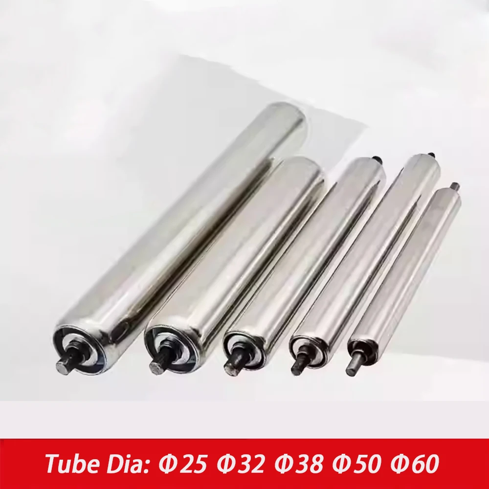 1Pcs 201 Stainless Steel Roller Conveyors Dia 25/32/38/50/60mm Total Length 100 150 200 250 300 350 400 450 500mm