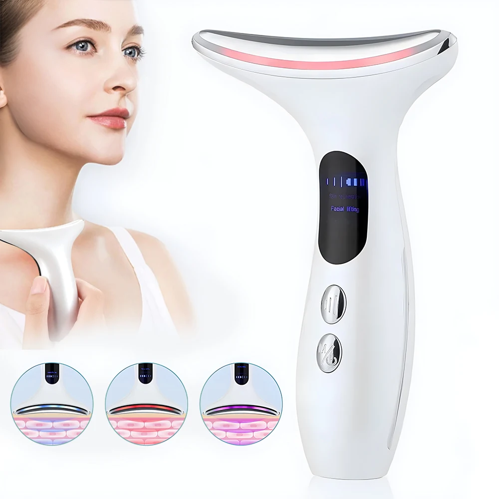 Neck Massage EMS Double Chin Remover Face Massage V Line Chin Lift Up 3 Colors LED Devices Anti Neck Wrinkle Face Slimmer