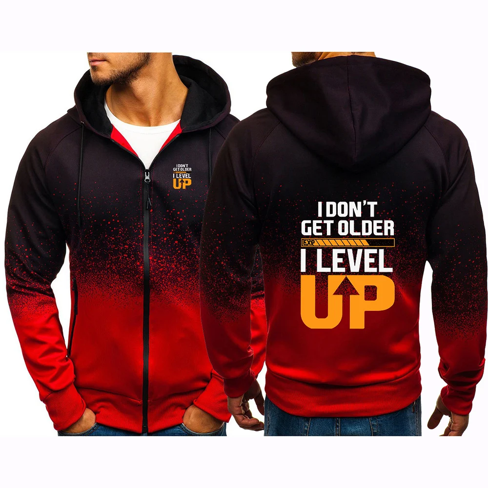 Autumn I Don't Get Older I Level up Logo Print The 2025 New Autumn Comfortable and Loose Men's Hoodie Fashionable Sports Fitness