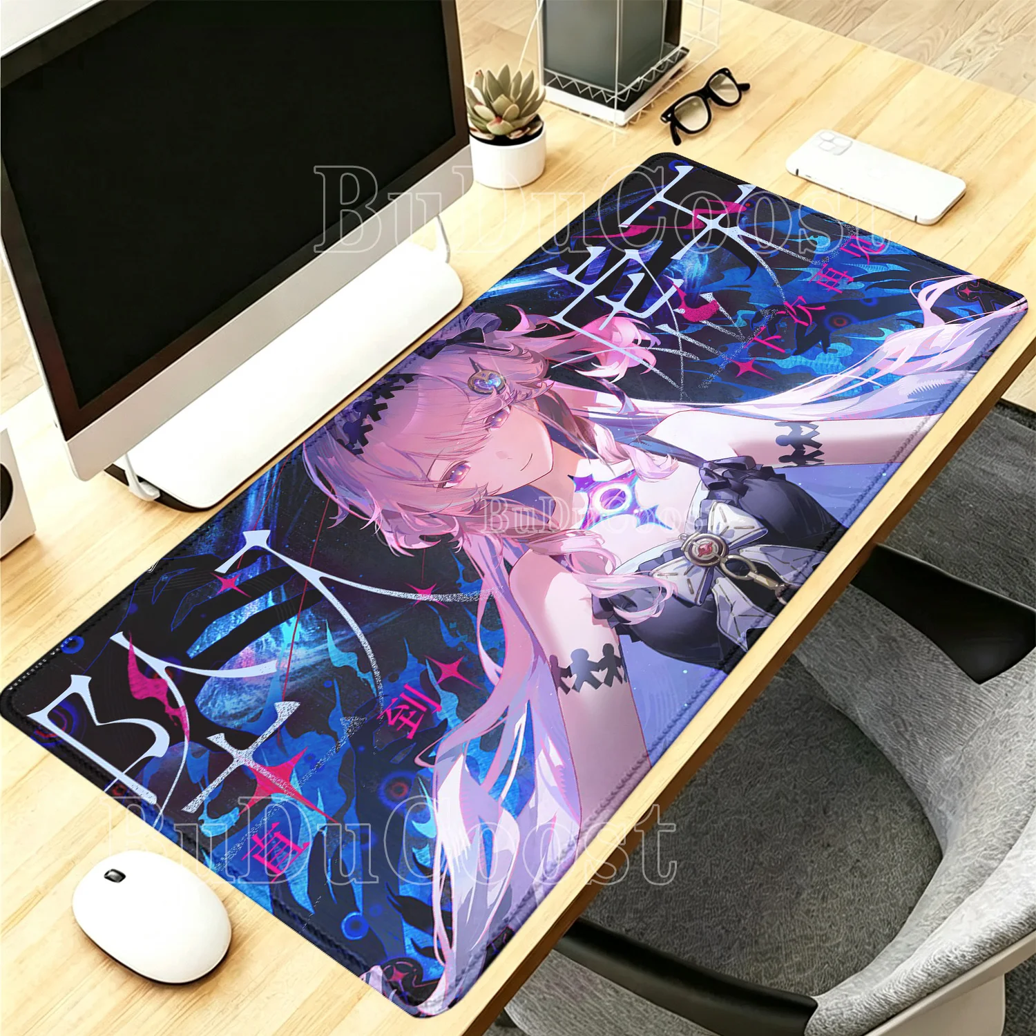 Kawaii Anime Girl Denia Wuthering Waves Mousepad Gaming Keyboard Mouse Pad Office HD printing overlock XXL Non-slip base DeskMat
