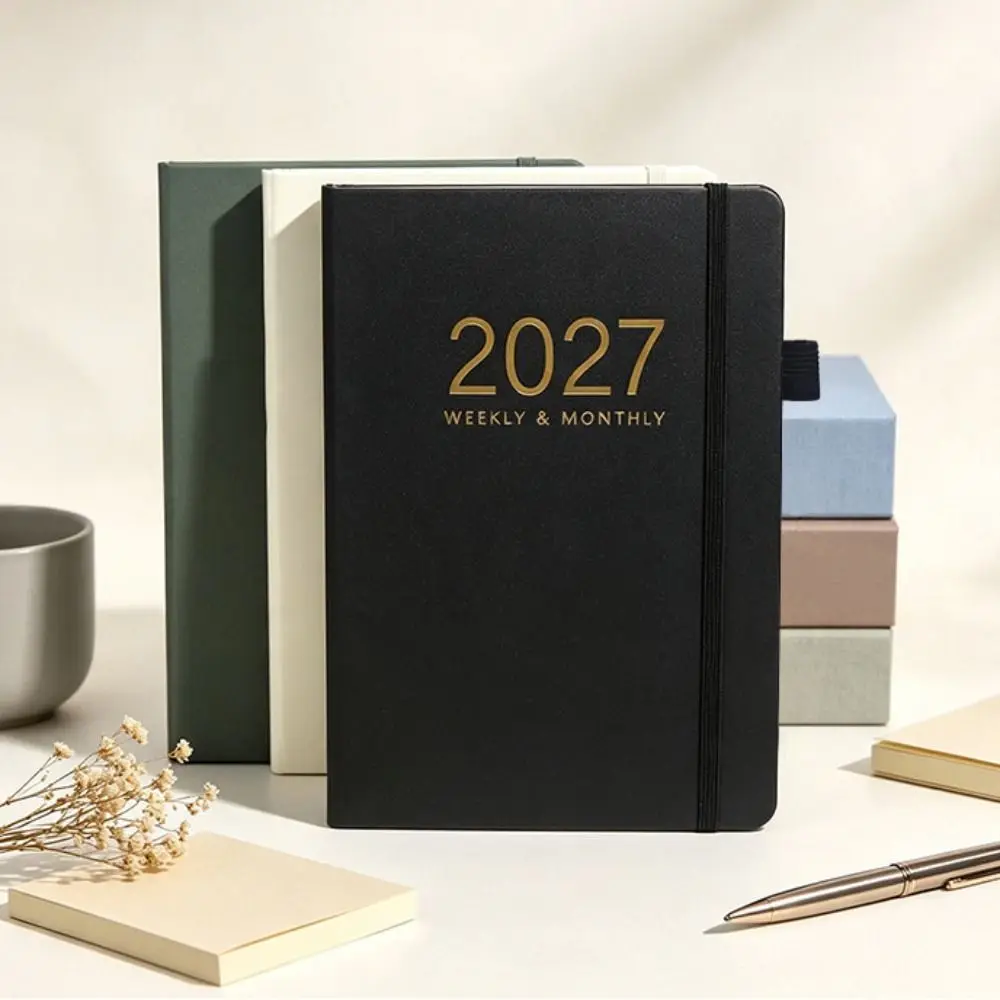 Portable A5 2027 Schedule Book Planner Reminder To Do List Agenda Book Textured PU Daily Planner Book Students