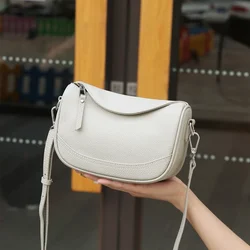 ladies' small Saddle Bag Youthful and Fashionable Temperament Women's Handbag Genuine Leather Shoulder Crossbody phone Bag