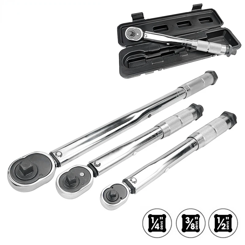 1/4'' 3/8'' 1/2'' Square Drive Torque Wrench Two-way Precise Ratchet Wrench Repair Hand Tools Spanner Torque Meter Preset Ratche