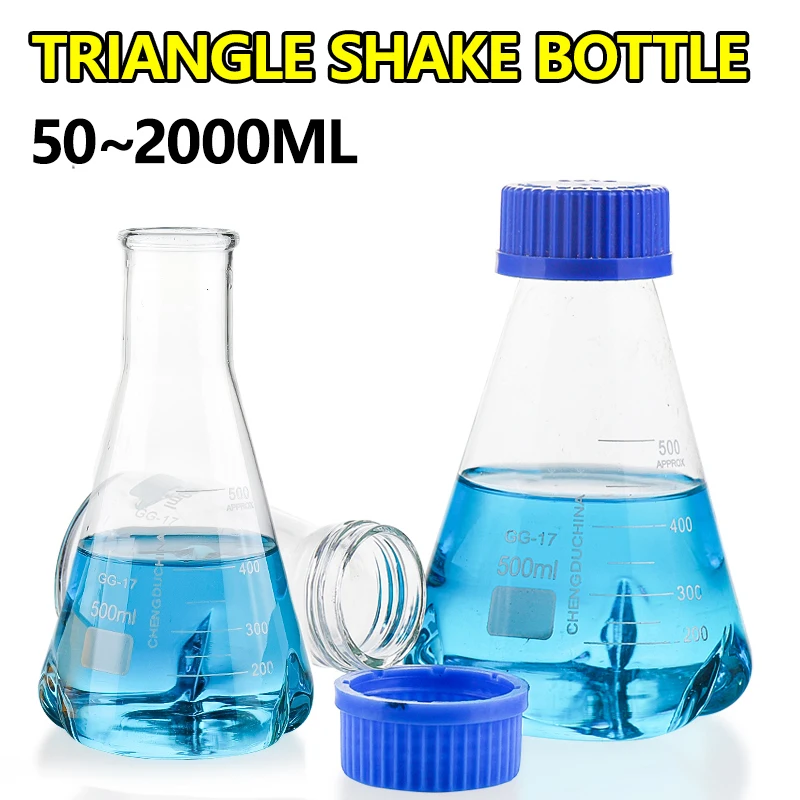 50~2000ml triangular skewer bottle, screw-hole shock bottle, high borosilicate glass three-concave sintering bottle