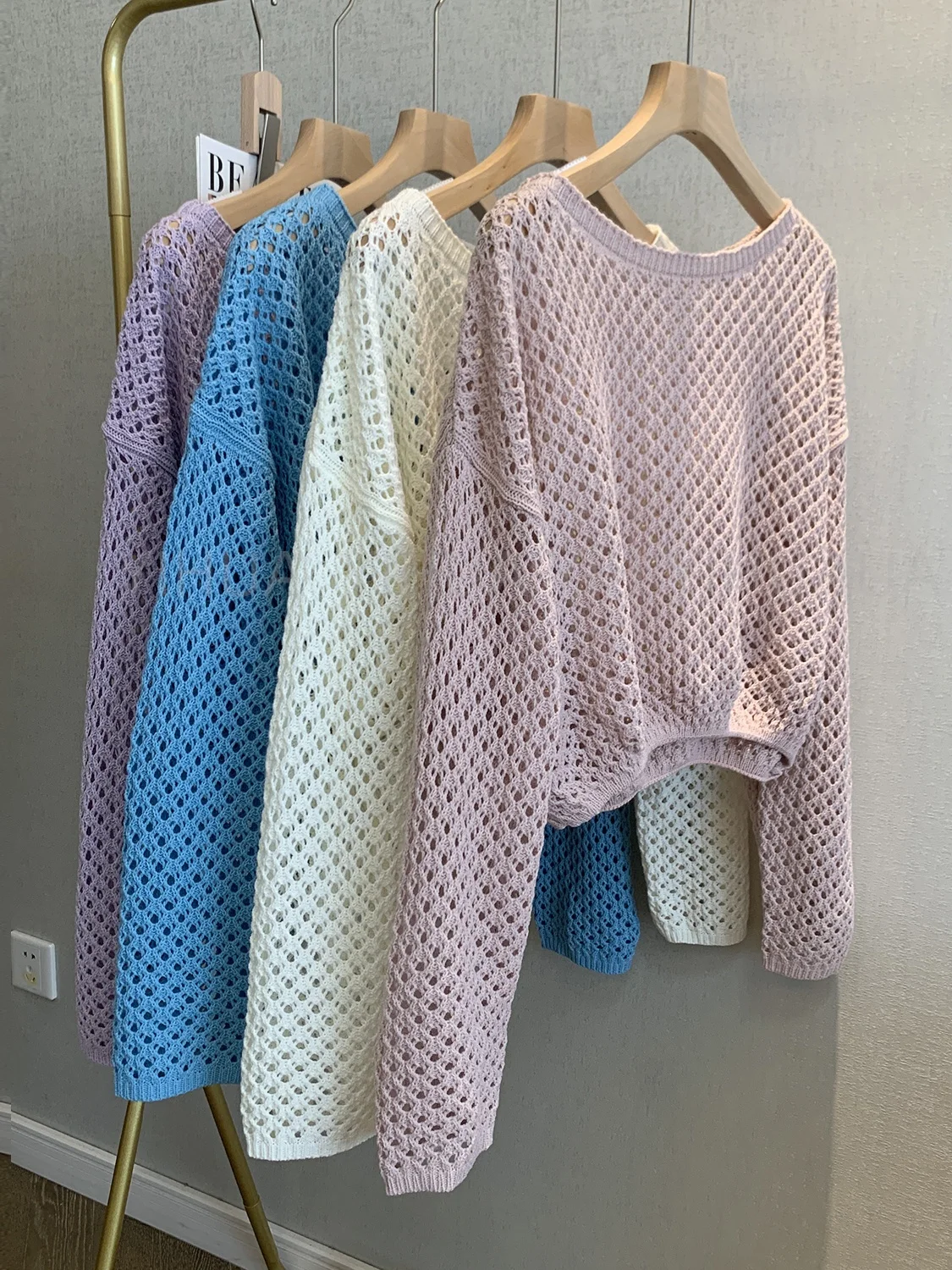 

Женский свободный укороченный вязаный свитер с ажурным узором, удобный, из мягкого хлопка, весна-лето, новинка, повседневный стиль