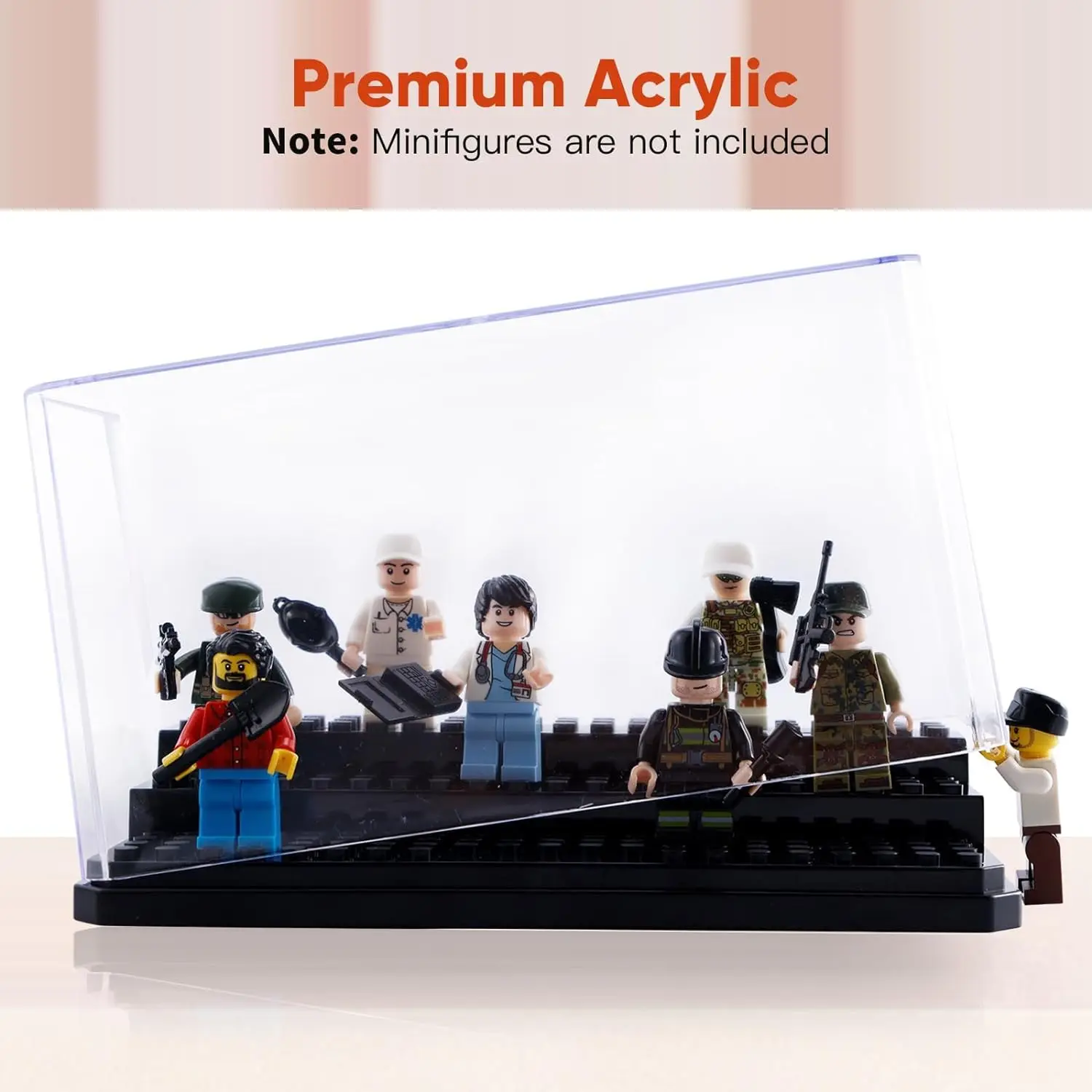 Display Case Compatible with Mini-Figures, Stackable&Dustproof Building Block Display Case for Action Figures & Miniature Toys