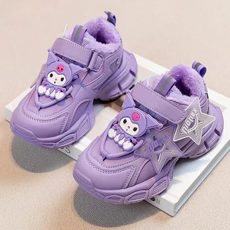 

Kids'Casual Shoes ​Sneakers PU Leather Cartoon Winter Shoes For Girls Warm Anti-slip Thick Bottom Velcro Purple Pink Size 26-37