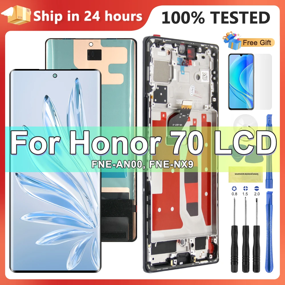 For HUAWEI Honor 70 LCD Display Touch Screen Digitizer Assembly Replacement For Honor 70 FNE-AN00 FNE-NX9 With Frame