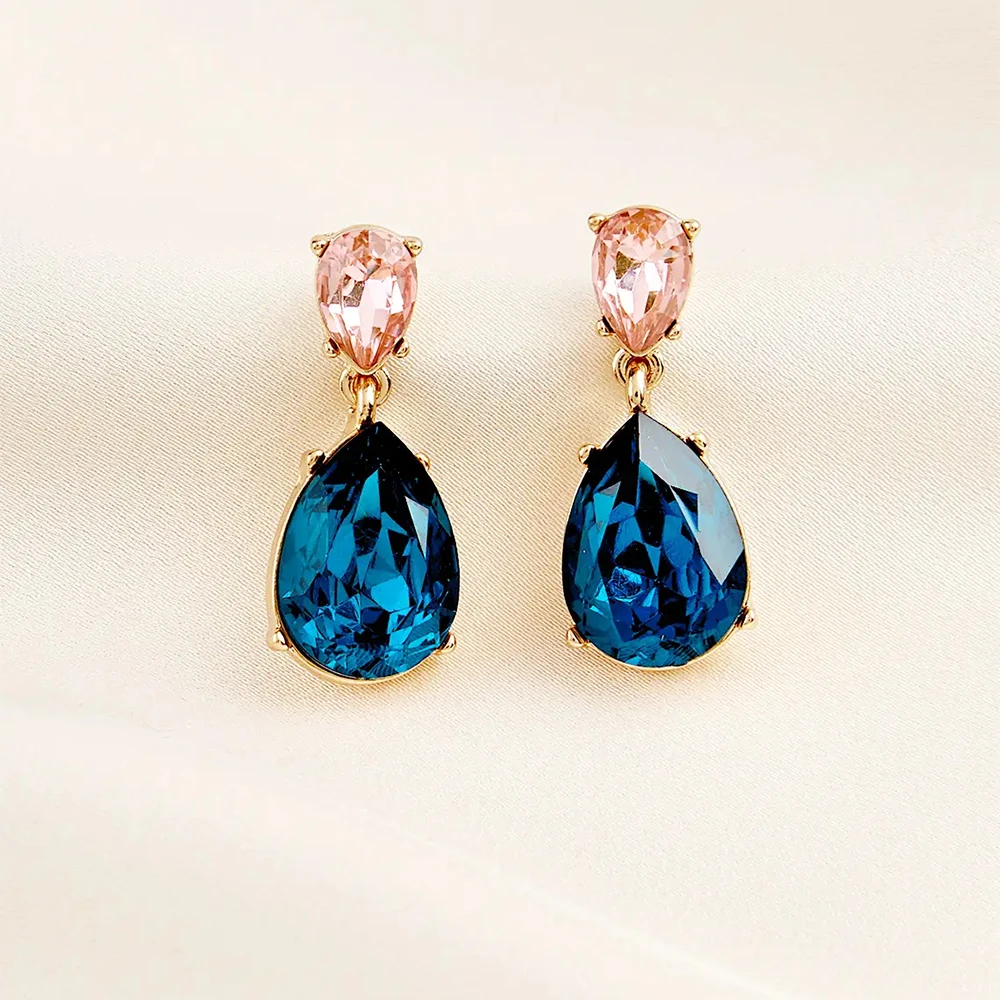 2024 Trend Fashion Jewelry Accessories Bridal Gift Delicate Amber Topaz Color Rhinestone Crystal Teardrop Earrings for Women