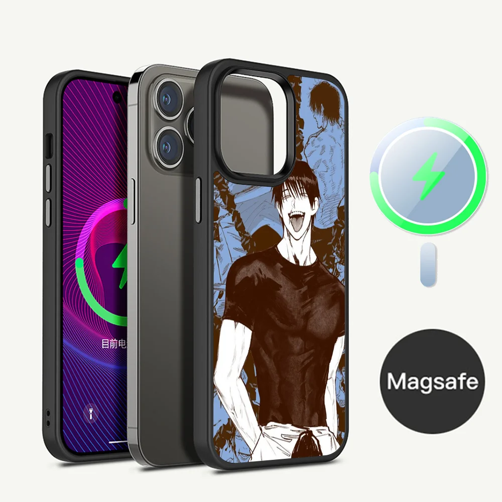 

Japanese Anime Tyrant Fushiguro Toji Silvering Magnetic Case For IPhone 16 15 14 Pro Max Plus For Magsafe Wireless Charge Cover