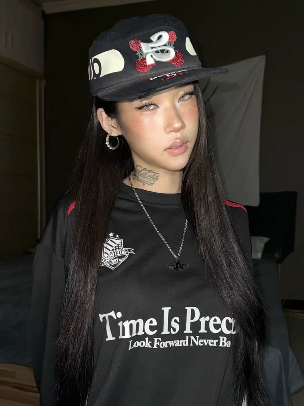 New Darkly Punk Medicine Box Hat Retro Unisex Rose Embroidery Letter Printing Niche Original Design Fashion Peaked Cap
