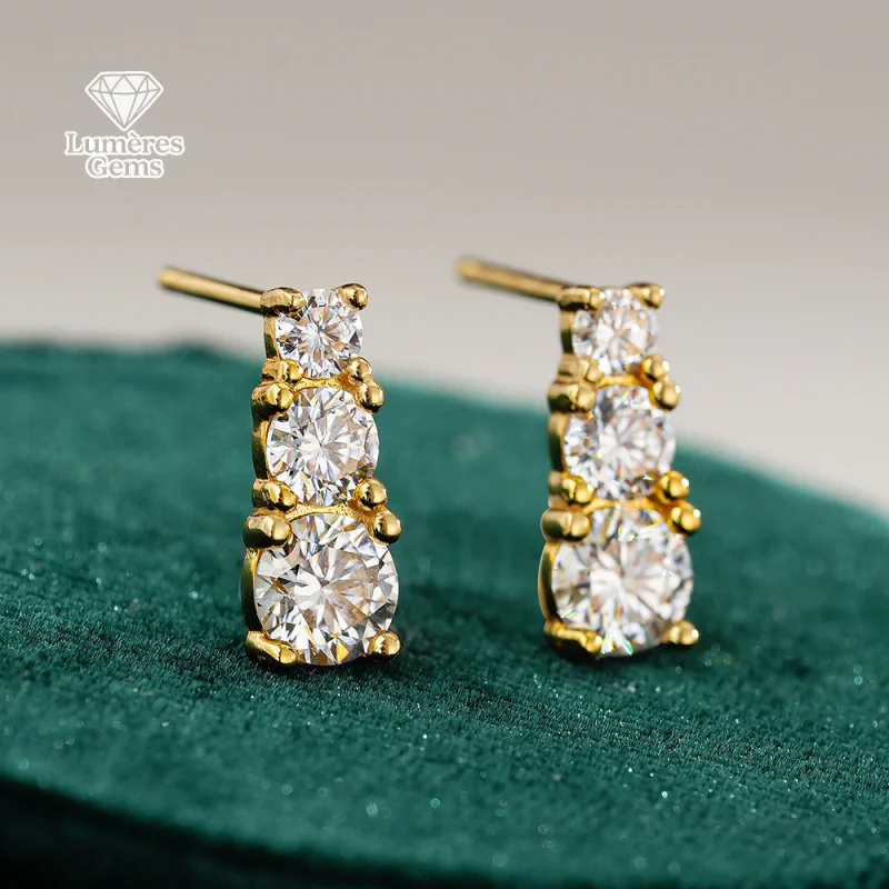 LumièRe Gems Pure 18K Moissanite Earrings - Exquisite And Classic Design For Women, Featuring Advanced Diamond Display Technolog